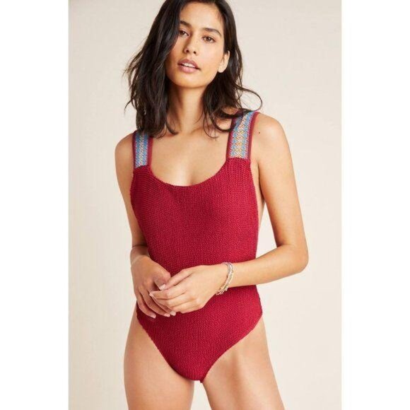Anthropologie Seea Dana Embroidered One-Piece Swimsuit - Picture 1 of 13